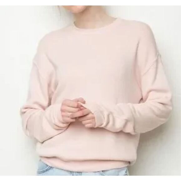 Brandy Melville light pink crewneck pull over sweatshirt one size - Picture 6 of 8